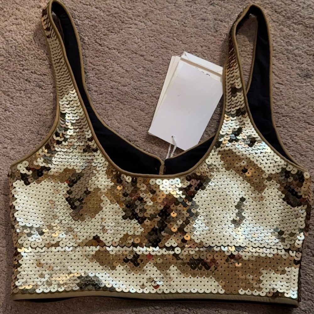 Rabanne x HM sequin top in gold - Picture 4 of 5